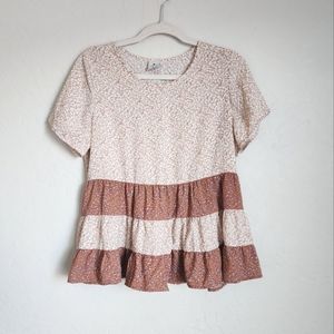 Paper Crane Floral Ruffle Peplum Top M